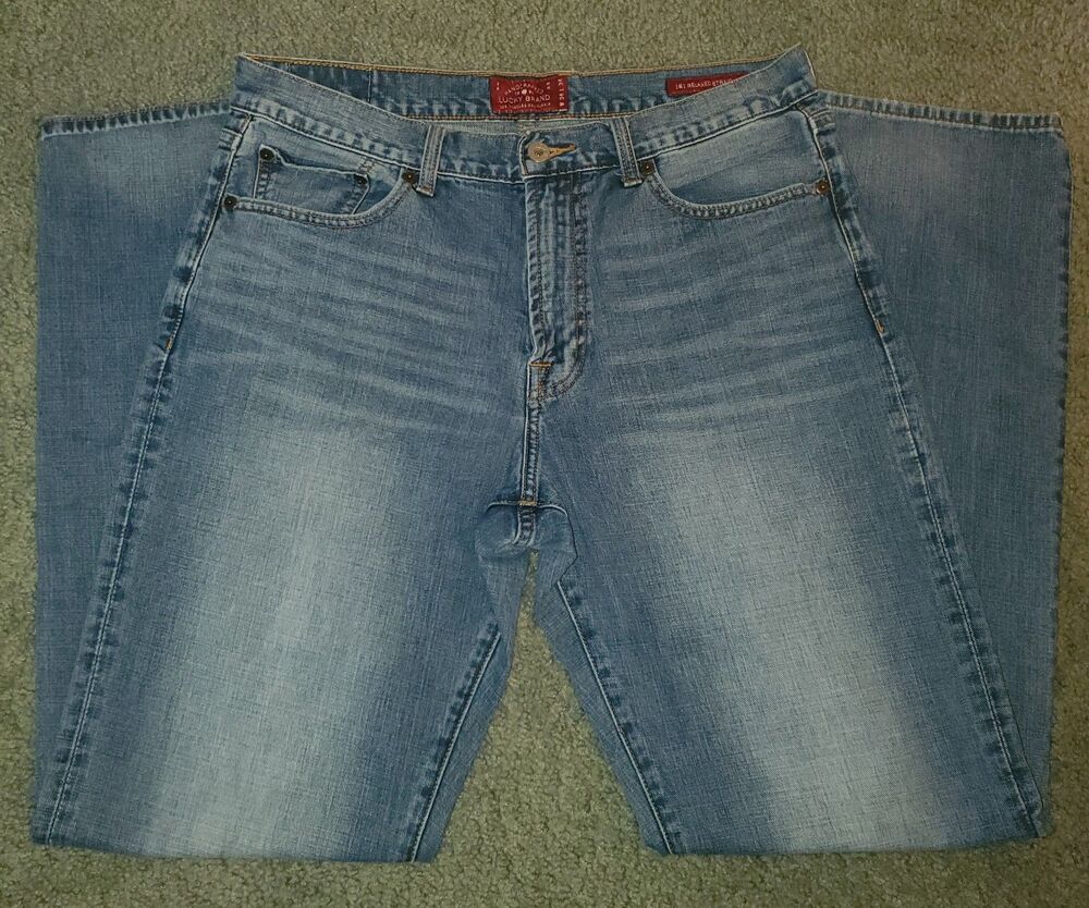 Lucky Brand 181 Relaxed Straight Men's Jeans 34x34 Blue Wash Denim